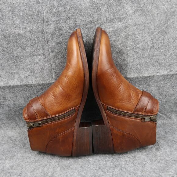 Frye Shoes Womens 7.5 Ankle Boot Ray Western Brown Leather Shootie Cutout Buckle - Picture 12 of 16